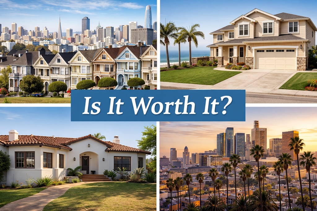 California homes and city skylines showing real estate market opportunity