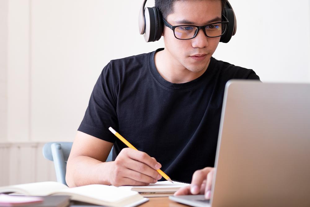 Man Studying for an Exam