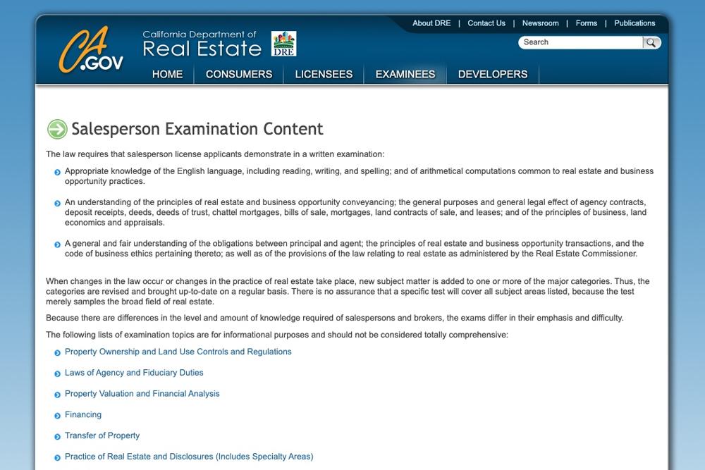 Real Estate Exam Content