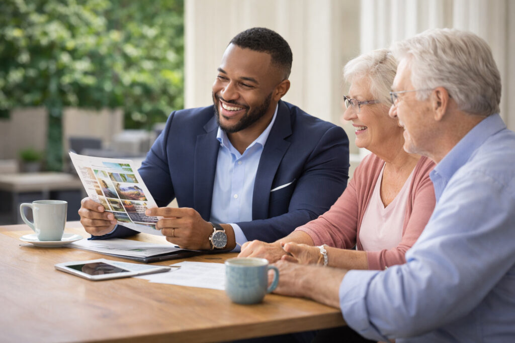 Real estate agent building relationships with clients as part of sphere of influence marketing