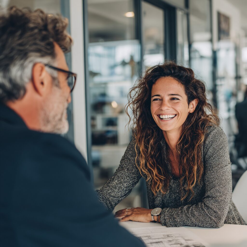 New California agent meeting with a mentor at a real estate brokerage