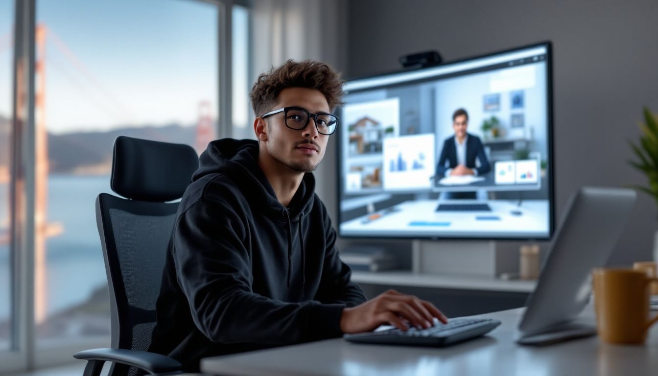 A student studying online for a California real estate license.