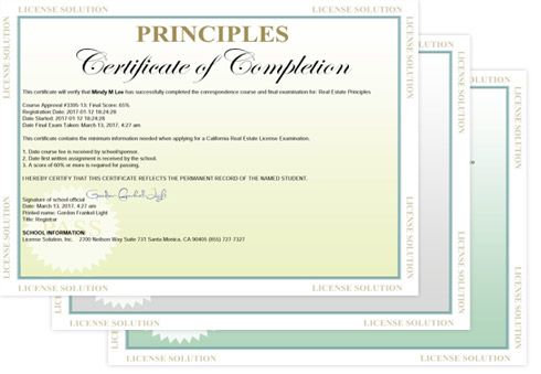 Real Estate License Certificates